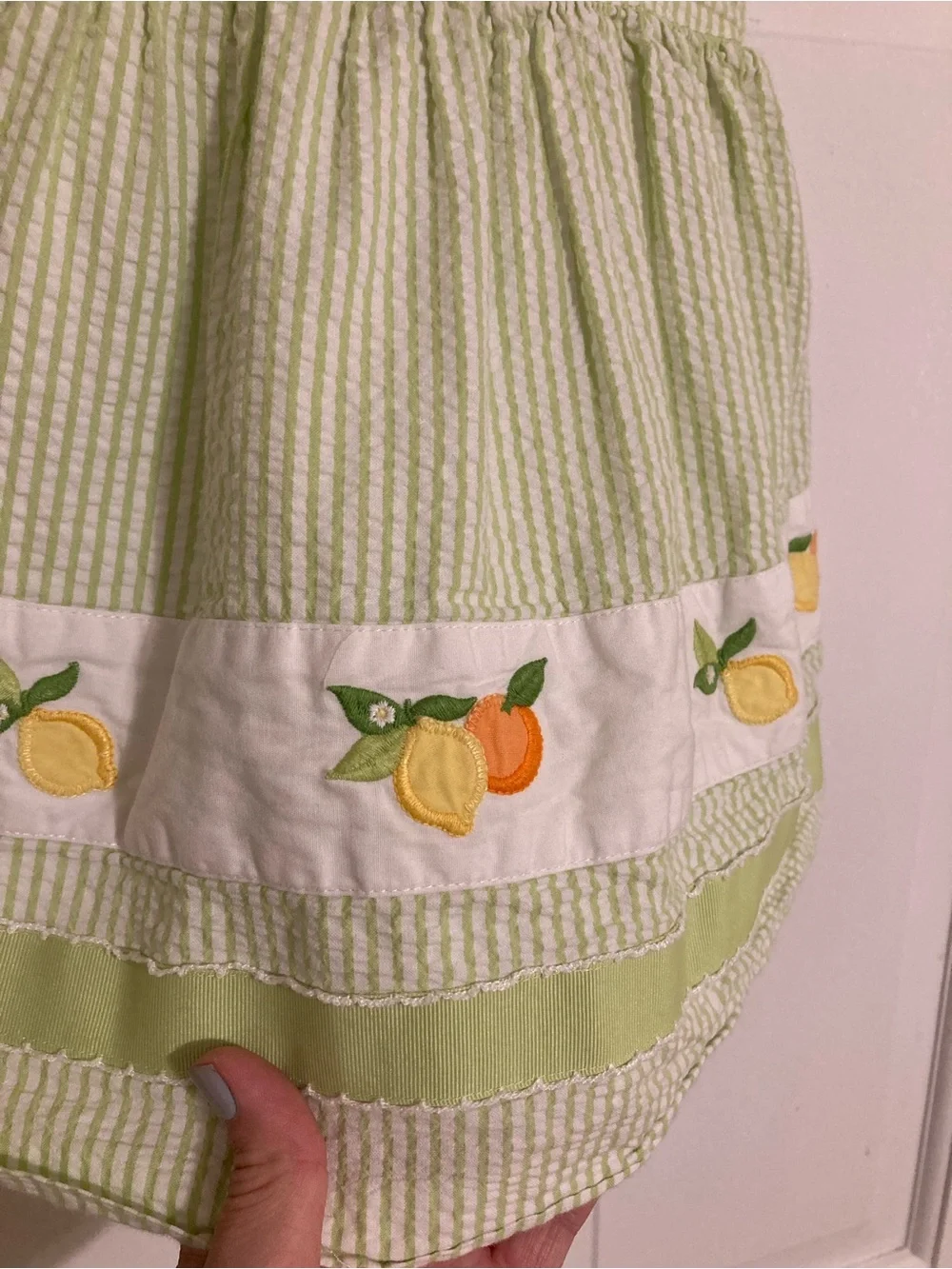 Gymboree Lime Green Seersucker Sundress with Citrus Embroidery